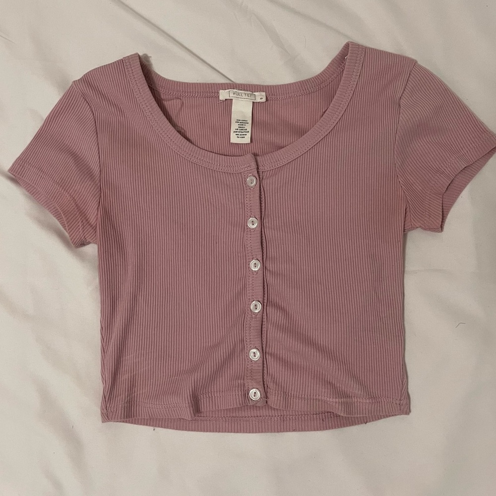light pink button tee